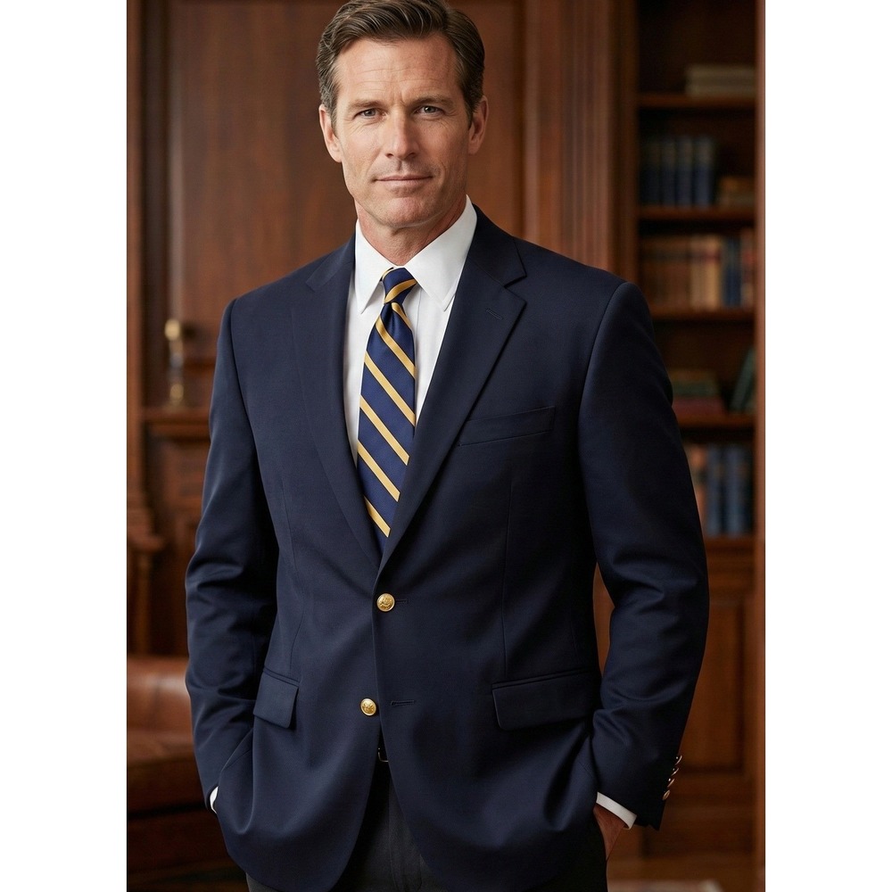 Brooks Brothers‎ Blazer Mens 45R Black Wool 1818 Madison Loro Piana Gold Buttons